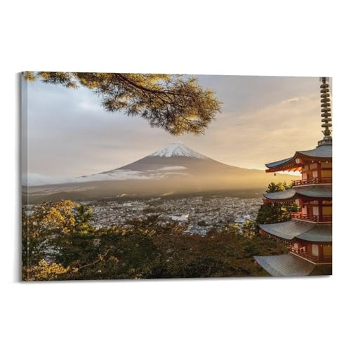 Art mural sur toile WIZIGM | Peinture paysage Golden Hour Pagode haut de gamme