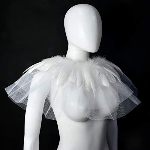 Homelex Feather Shawl Collar With Gothic Victorian Natural Feathers Cape Choker Halloween Costumes #TOP3