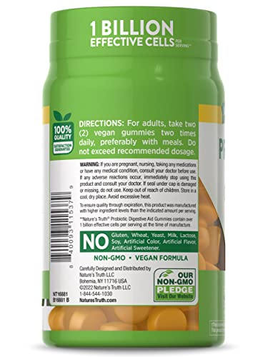 Probiotic Gummies | 50 Count | Vegan, Non-Gmo & Gluten Free Digestive Health Supplement | By Natures Truth #TOP6