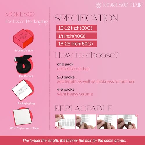 Moresoo Blonde Tape in Hair Extensions Human Hair 12 Inch Platinum Blonde Human Hair Tape in Extensions 20 Pieces/30g Tape Hair Extensions #60 - Image 4