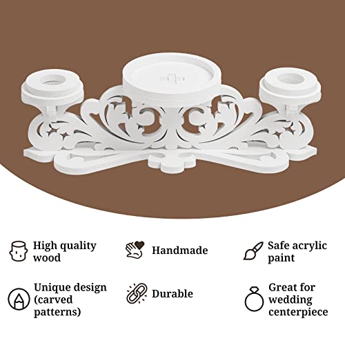 Unity Candle Holder - Candles Holder For Wedding Ceremony - Table Centerpiece Decoration White Stand For Unity Candle Set - Pillar/Taper Candlestick - Unity Candle Holders For Weddings #TOP3