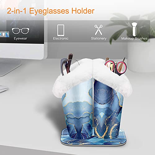 Image of FINTIE Plush Lined Double Eyeglasses Holder with Magnetic Base, Glasses Stand Case Organizer for Desk, Nightstand, Office
