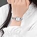 Women's Small Luxury Fashion Rectangular Chain Bracelet Quartz Watch Ladies Stainless Steel Band Dress Wristwatch Gold Silver (Silver)
