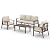 UDPATIO 4 Pieces Aluminum Patio Furniture Set, 5-Seat Outdoor Metal Furniture Set with 4" Water-Resistant Cushion & Coffee Table, Patio Conversation Sets for Porch, Deck, Garden, Beige