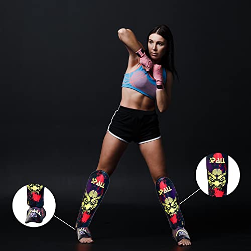 Spall Pro Us Muay Thai Guards Shin Guards For Kickboxing Martial Arts Bjj Boxing Sparring With Mma Foot Protector Scary Green - Medium #TOP6