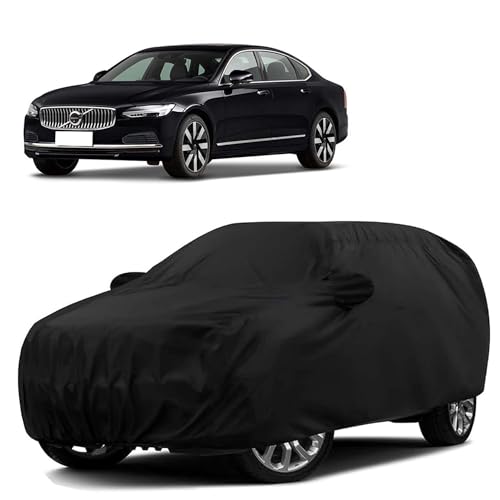 Image of Sulfar 100% Water Resistant Car Body Cover Compatible with Mirror for Volvo S 90 (Triple Stitched, Full Bottom Elastic, Black)