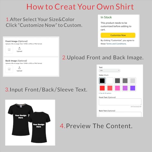 Custom Unisex T-Shirt for Men and Women Add Poto Text on Front and Back Personalized Your Own Design Tee2