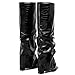 Synchoiss Black Boots for Women Wide Calf Pointed Toe Knee High Boots Fashion Chunky Heel Fold Over Boot Winter Fall Tall Boots Pull on Trendy Size 9.5