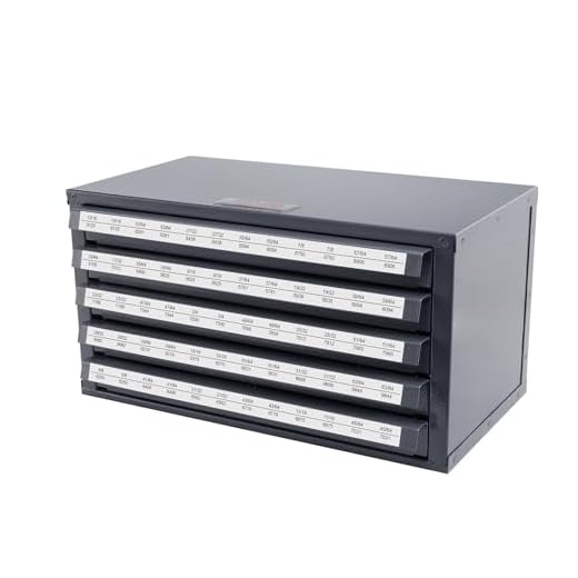 VEVOR Drill Bit Dispenser Cabinet, Five-Drawer Drill Bit Dispenser, 1/2" Reduced Shank Drill Bit Organizer Cabinet, Drill Dispenser Organizer Cabinet for Sizes 33/64" to 63/64" in 1/64" Increments