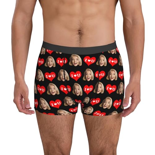 Calzoncillos bóxer personalizados para hombre con cara de foto Calzoncillos personalizados Pantalones cortos retro divertidos para hombres San Valentín regalo de cumpleaños Calzoncillos boxeadores