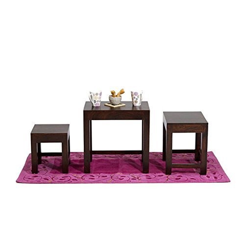 Image of Custom Decor Luxury Handmade Solid Wood Nest of Three Tables - Red Mohogany