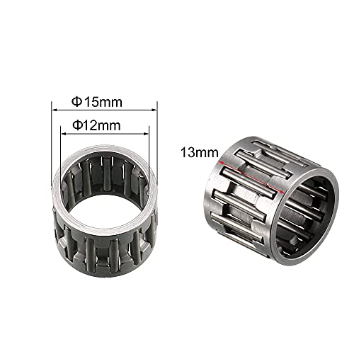 sourcing map 2 Stück Nadellager K121513 Nadelrollen Käfig Baugruppe 12mm Bohrung 15mm Außendurchm. 13mm Breite