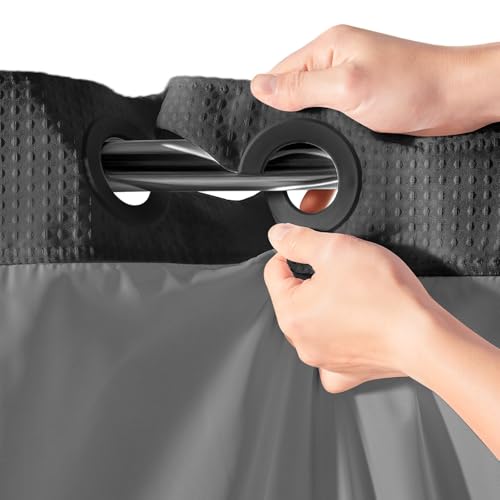 River Dream Heavyweight No Hooks Required Dotted Waffle Weave Shower Curtain with Snap in Liner -Stall 54W x 80H,Hotel Grade,Spa Like Bath Curtain,Graphite Grey by River Dream - Image 3