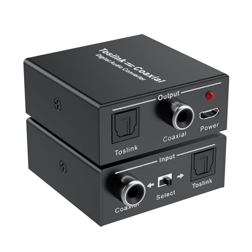 Optical-to-Coaxial or Coax-to-Optical Digital Audio Converter Adapter, LUKFOCAB Digital Coaxial to