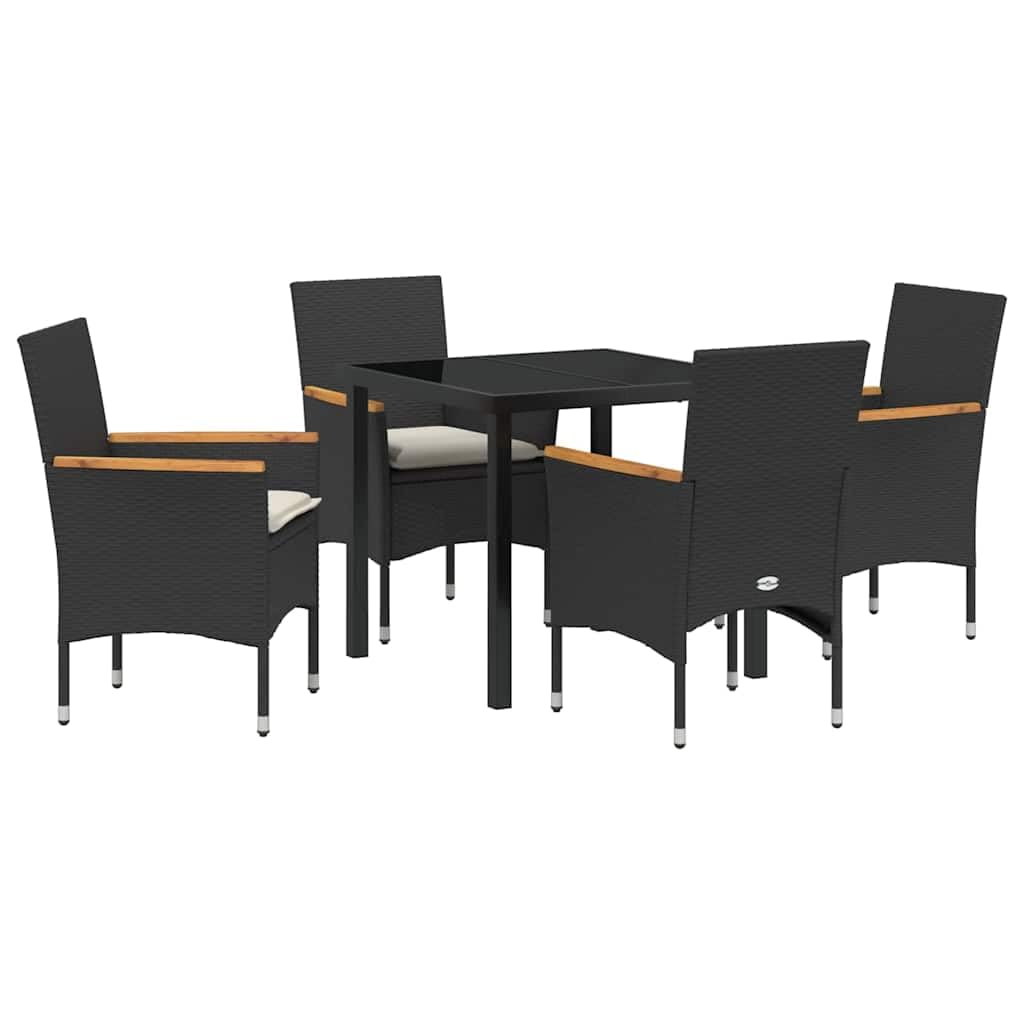 Table de jardin en polyrotin noir 5 pièces pour nettoyer facilement après les repas