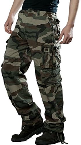DUNKINBO Mens Casual Outdoor Army Camo Cargo Pants Hunting BDU Combat Work Pants camo Green 36 ¡­