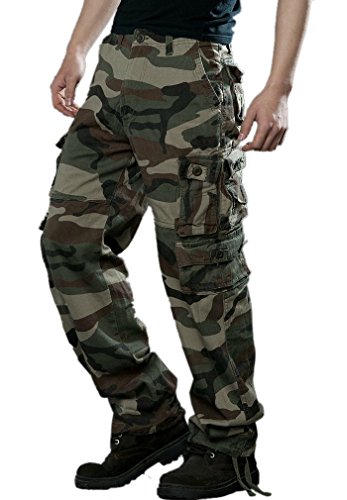 Dunkinbo Mens Casual Outdoor Army Camo Cargo Pants Hunting Bdu Combat Work Pants Camo Green 36 ¡­ #TOP1
