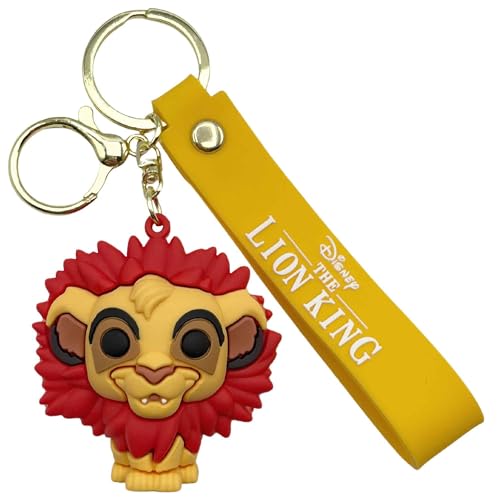 Llavero Simba, El Rey León, dibujos animados, Colgante de Simba Rey León, Porta llaves, Llavero compatible con Disney, Longitud 6cm, Silicona