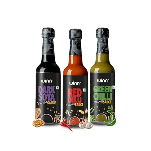 Image of Winn Sauce Trio Pack - Red Chilli 200g, Green Chilli 200g & Dark Soya 220g | Bold Asian Flavours - Spicy, Tangy & Umami| Paste | Clear Ingredients | No MSG or Trans Fats