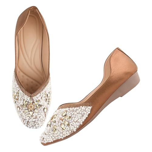 Image of SilverArrow Alluring Emboidery with Stone Jutti Comfortable Flat Fancy Bellies for Womens and Girls