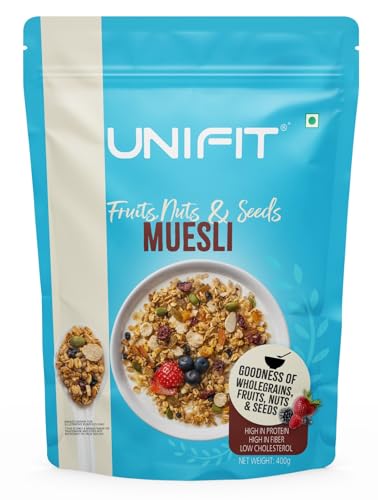 Image of Unifit Fruits, Nuts & Seeds Muesli | High Fiber & Protein-Rich | No Added Sugar | Healthy Breakfast Cereal | 400g Pack