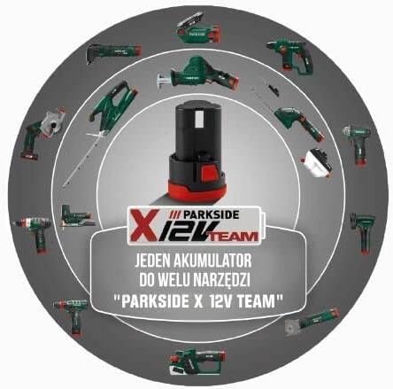 PARKSIDE X 12 V Team ecosystem showing various compatible tools