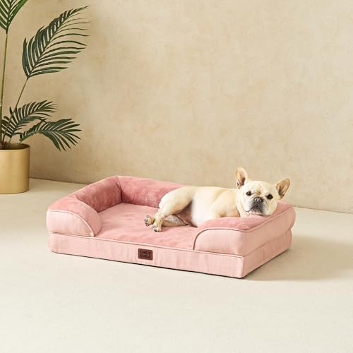 EHEYCIGA Orthopädisches Hundebett Grosse Hunde, 104x69cm, Memory Foam Hundekorb Mittelgroße Hunde, Waschbar Hundesofa Wasserdicht rutschfest, Hundecouch mit Hohem Rand, Rosa