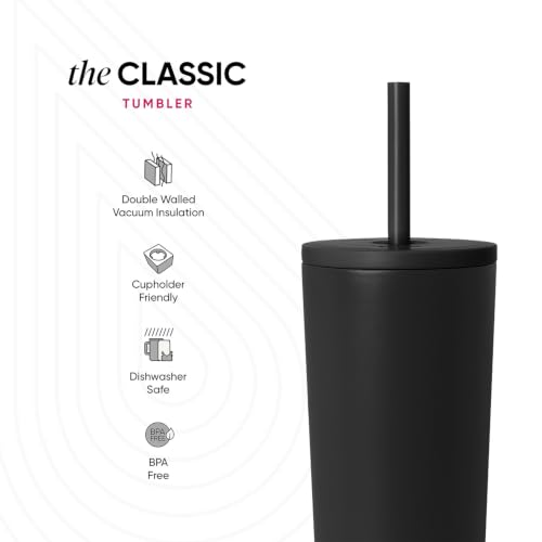 Image of Simple Modern Iced Coffee Tumbler, Insulated | 24oz | Cateye | Reusable Stainless Steel Cup, Travel Mug, Water Bottle with Straw | Cupholder Friendly & Spill Resistant, Coastal Cateye