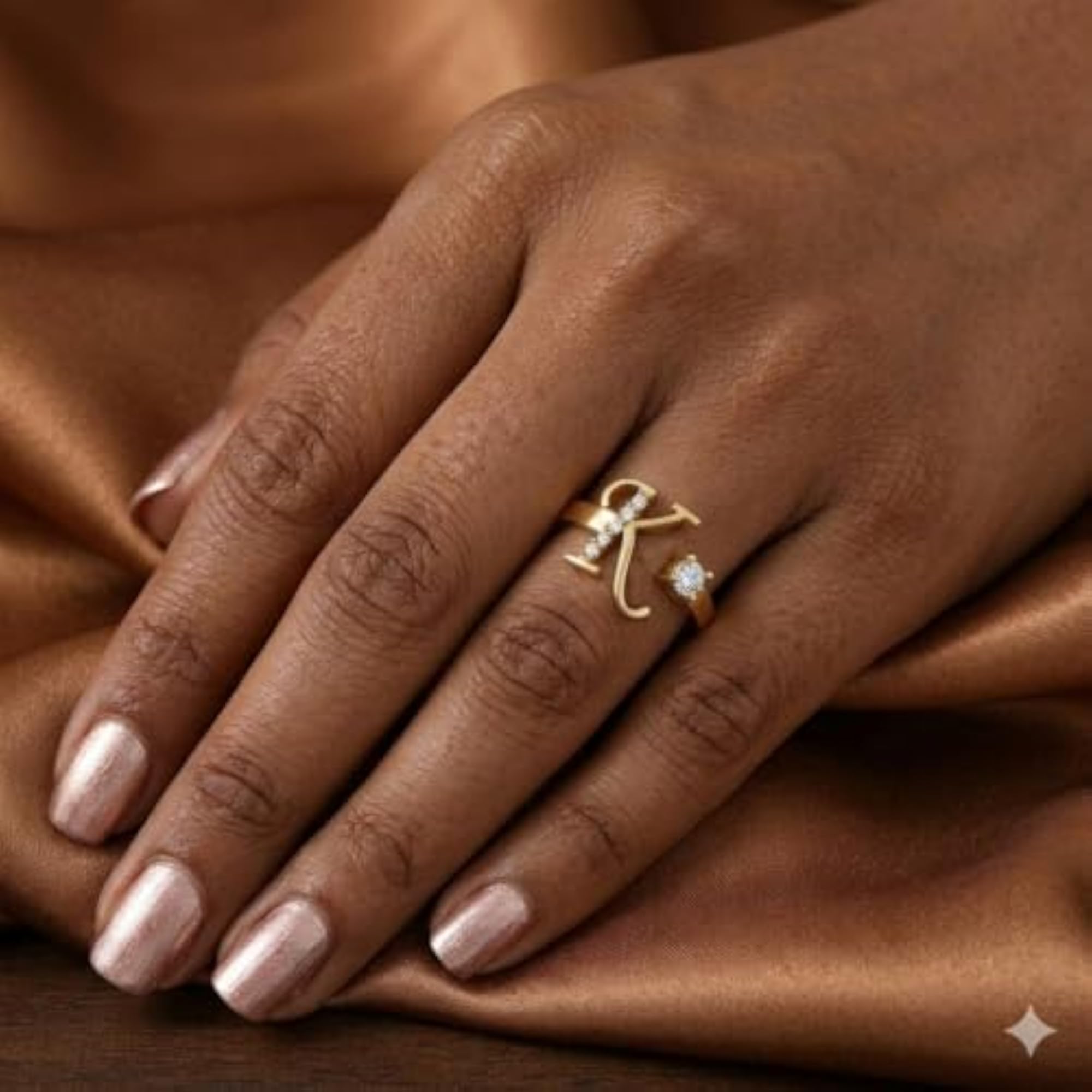 Script Initial 'A' Ring with Sparkling Stones