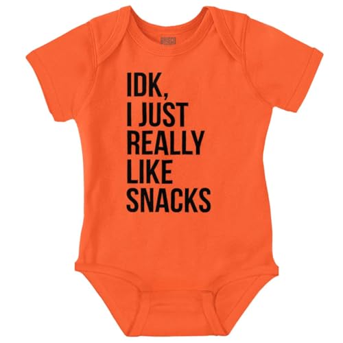 Brisco Brands IDK I Just Really Like Snacks Funny Baby Romper Boys or Girls