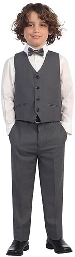 2 Piece Kids Boys Charcoal Vest and Pants Formal Set, 7