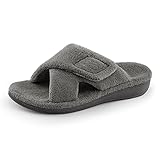 BCSTUDIO Women's Orthotic Arch Support Slippers II+ Sturdy Rubber Sole, Cozy Fuzzy House Ladies Slipper （ Dark Grey +New Sole 7）