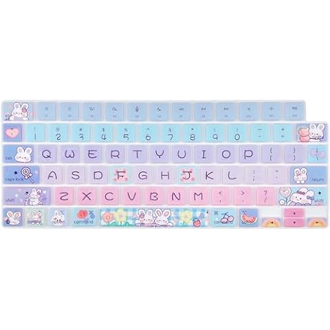 Sanfulin Keyboard Cover for MacBook Pro 14''/16'' (A2442 A2779 A2918 A2992 A2485 A2780 A2991) M1 M2 M3 Pro/Max, MacBook Air 13.6''/15'' (A2941 A3114 A2681 A3113) M2 M3, Cute Bunny Cover