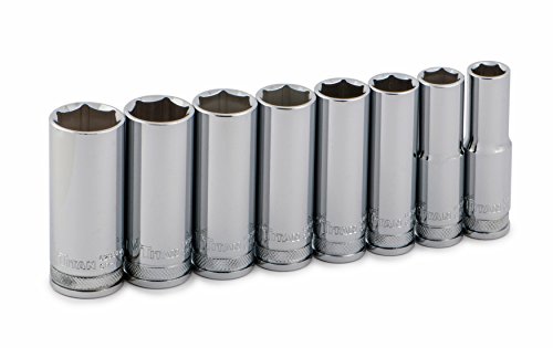 Titan 62300 1/2" Drive SAE 6-Point Deep Socket Set, 8-Piece (1/2" - 15/16")