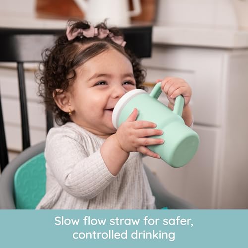 Image of Infantino My 1st Tumbler 266 ml Silicone Straw Cup - Cool Mint, Leak-Resistant, Lightweight Premium Silicone, Fits Stroller & Car Seat Cup Holders