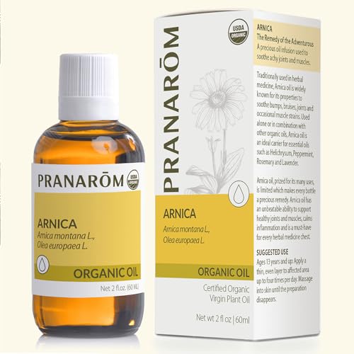 Pranarom - USDA Certified Organic French Arnica Virgin Plant Oil - 2 fl oz Glass Bottle - Massage Oil for Body, Relaxing, Soothing for Joints & Muscles