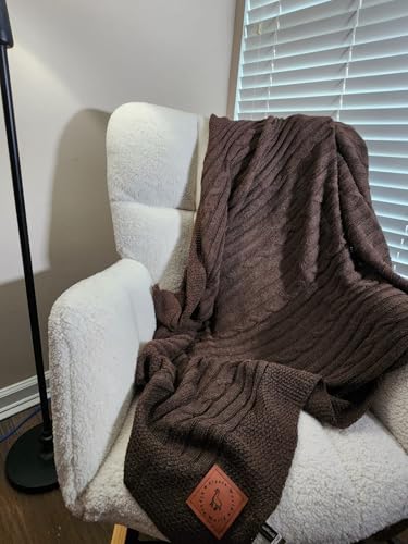 Alpaca Throw Blanket Queen Size Brown Wool Bed Sofa Knit