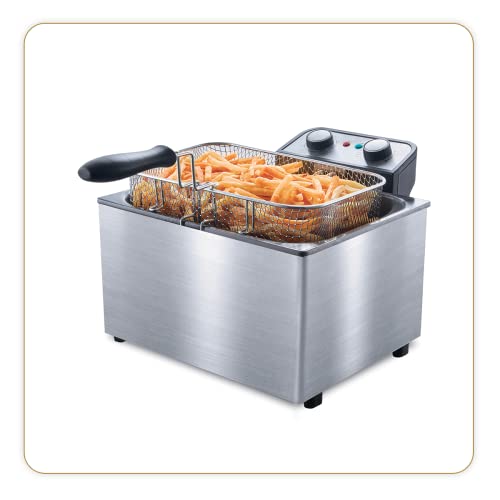 LITTLE BALANCE 8522 Happy Frites XL Twin, Friteuse électrique, Cuve amovible, 5 l, Puissance 3000 W, Inox