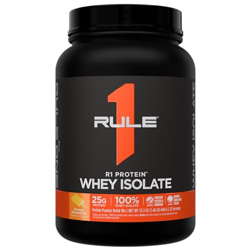 Image of Rule 1 Proteins R1 Protein Whey Isolate, Orange Dreamsicle, 22 Servings | 25g of Protein from Whey Isolates and Hydrolysate isolates for Workout Recovery and anytime use