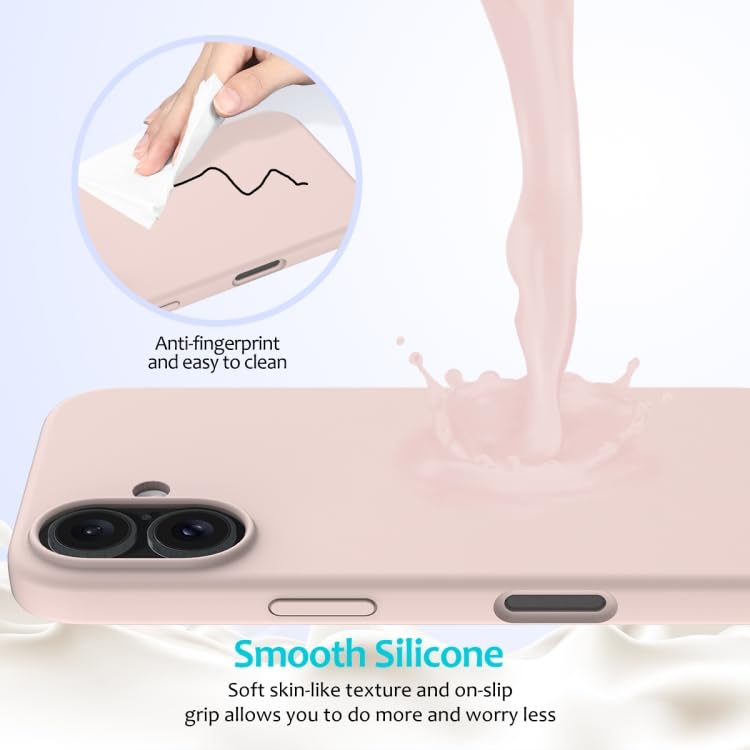 Image of Back Cover Compatible with iPhone 17 Case (6.3) Soft Touch Slim Liquid Silicone Full Protection Shock Proof Back Cover for iPhone 17 (SC Sand Pink)