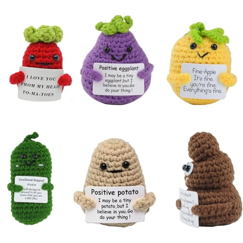 Cadeau de soutien émotionnel au crochet : lot de 6 figurines tricotées de décoration intérieure