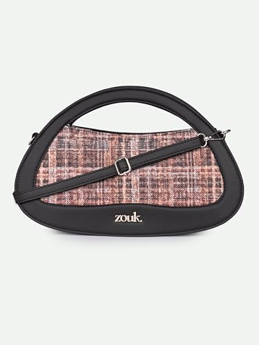 Image of ZOUK Nadia Sling Bag for Women - Stylish Crossbody with Cutout Top Handle | Handcrafted Shoulder Bag with Multiple Pockets & Water-Resistant Lining | Formal & Casual Use |
