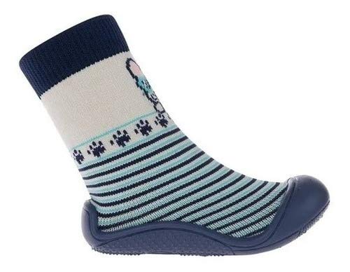 Meia Com Sola Comfort Lúdica Pimpolho Tamanho:19;Cor:Azul-escuro