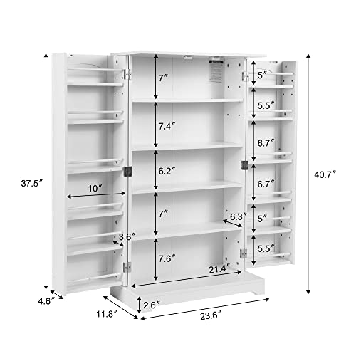 HOLTICO 41'' Kitchen Pantry Cabinet, Storage Cabinet with Doors and Adjustable Shelves, Food Pantry Cabinet for Kitchen, Dining Room, Living Room and Garage,Pure White