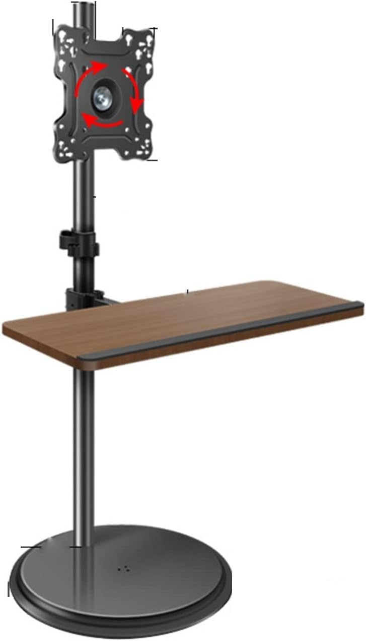 asdchZen Mobile Tv Stand With Keyboard Tray - Tv Computer Monitor Horizontal And Vertical Rotating Bracket Floor Mobile Cart