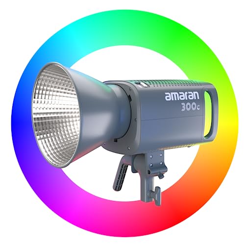 Amaran 300c (RGB, 300Watt) - Lumière LED Continue à Source Ponctuelle, Monolight Vidéo, Couleur Complète pour Photographe, Studio - Bluetooth 5.0 Mesh, Montage Standard Bowens, Ajustement Vert-Magenta
