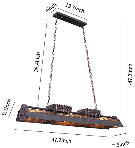 Mooijane 47Inchs Wrought Iron Steampunk Large Chandelier Retro Industrial Pendant Light Hanging Vintage Metal Rustic Lighting For Kitchen Restaurant Bar #TOP1