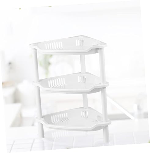 Miniatura 2 de STOBAZA Estantes de almacenamiento, 2 unidades, 3 estantes, organizador de plástico para cesta, cocina, esquina blanca, baño, hogar, estante de