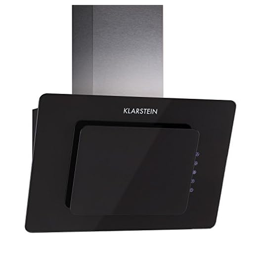 Klarstein Lorea - Campana extractora, Extractor, Extractor de pared, Aspiración/Ventilación, 3 Niveles, Potencia 280 m³/h, Cristal, Panel táctil, Montaje en pared, 60 cm, Negra