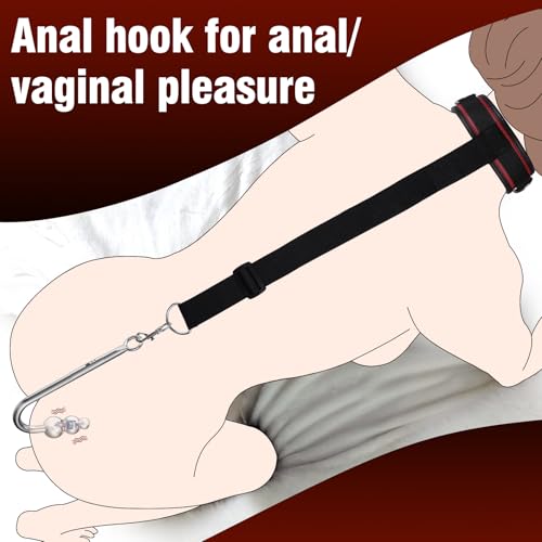 Image of Vibrating Anal Hook BDSM Sex Bondage - Neck to Wrist Restraints Kit, Sex Toys for Couple Adjustable Behind Back Handcuffs Bondage Restraints Set, Bed SM Adult Sex Game Play, Sex Toys for Beginner